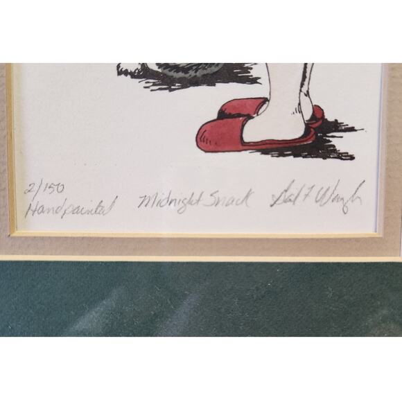 Signed Numbered Framed Santa Claus Midnight Snack Handpainted Christmas Art - Picture 3 of 5